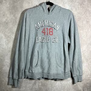 Vintage American Eagle Hoodie Sweatshirt Mens Large Gray Vintage Slim Fit 90s‎
